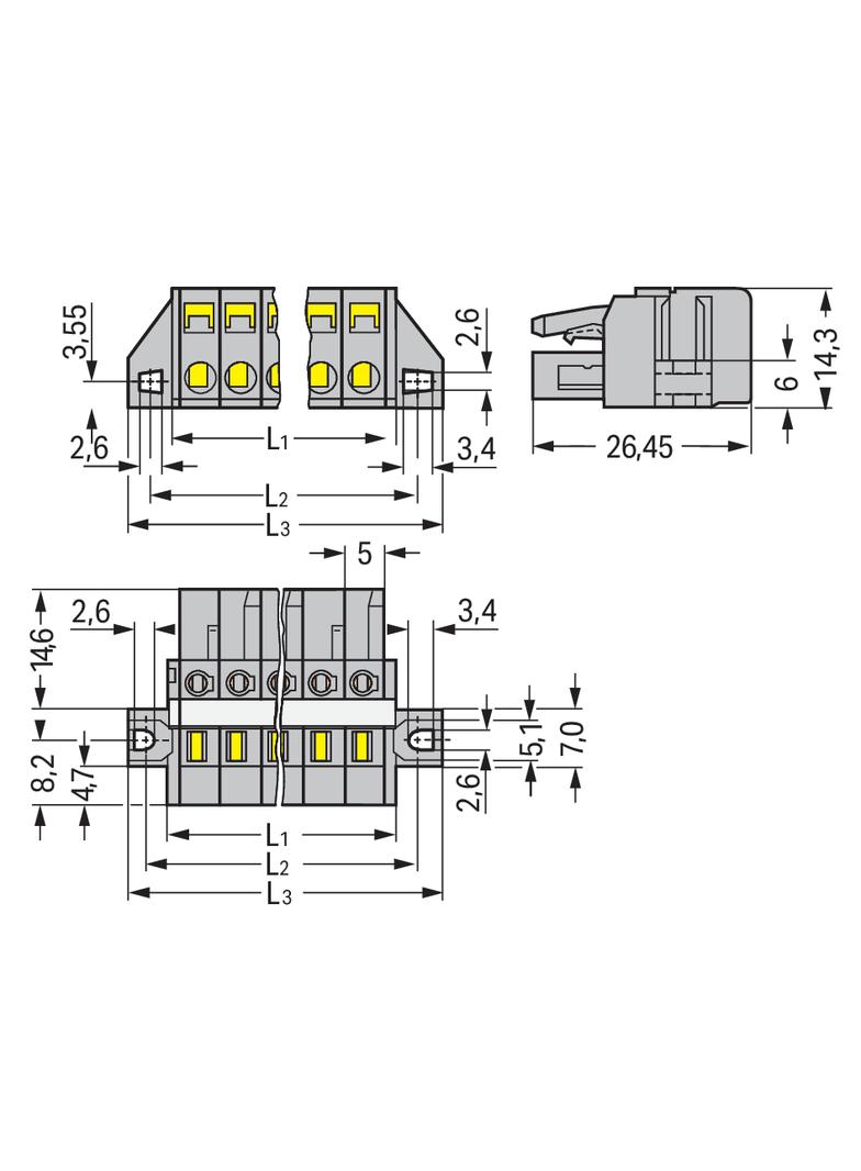 Gniazdo MCS‑MIDI Classic 6‑biegunowe szare raster 5mm 231‑106/027‑000 /50szt./ WAGO