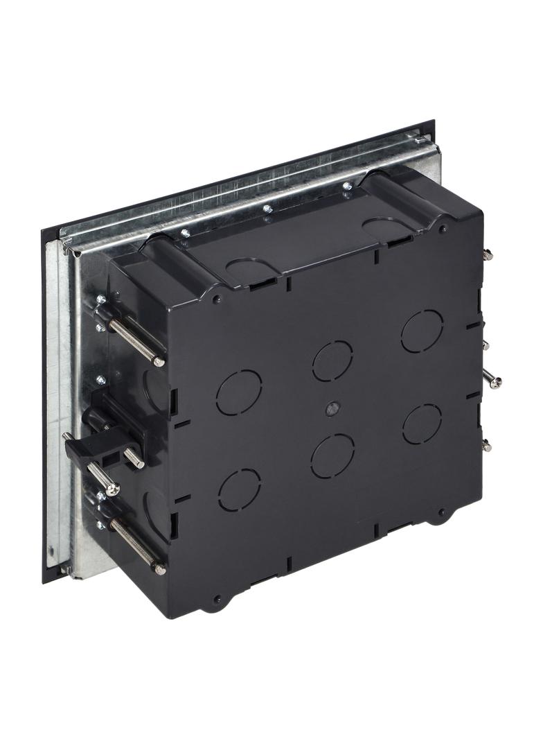 Puszka podłogowa na gniazda modułowe 6 x 45x45mm lub 12 x 22,5x45mm, pokrywa: plastik, czarna