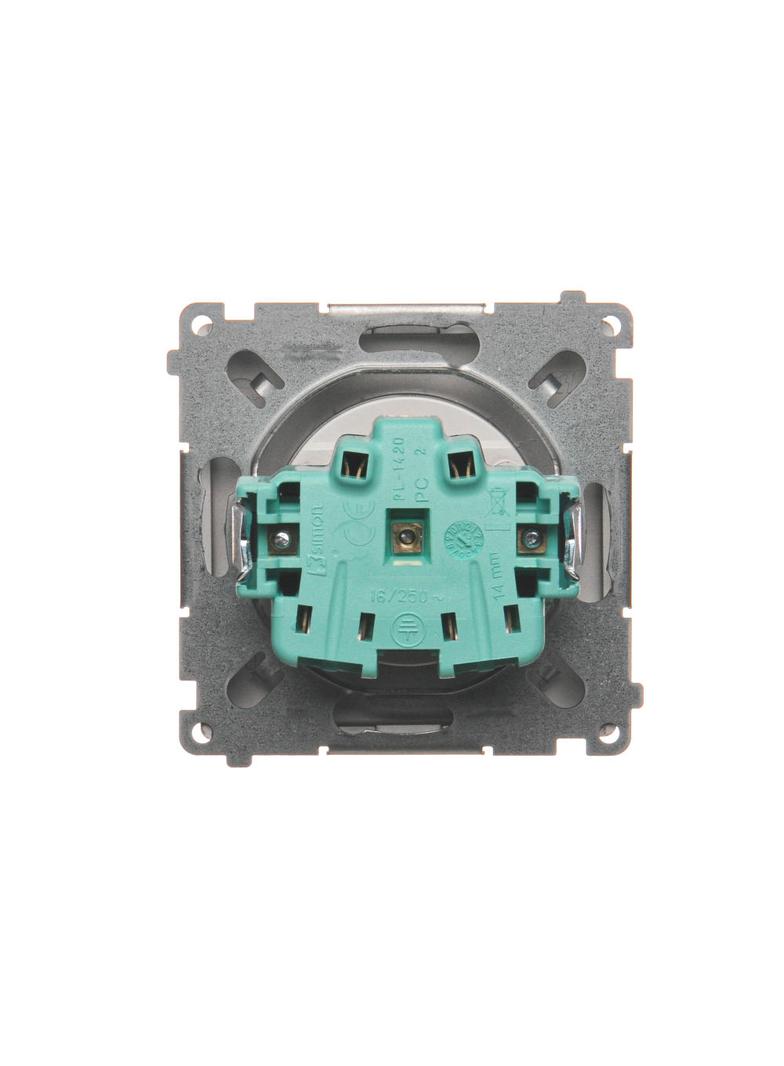 Simon Basic Gniazdo wtyczkowe pojedyncze z uziemieniem 16A 250V z przesłonami torów prądowych szybkozłączka stal inox BMGZ1CZ.01/21 BMGZ1cz.01/21 KONTAKT