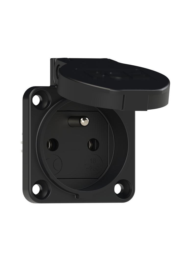 SCHUKO CZARNE 16A IP44 GN.WTYCZ.