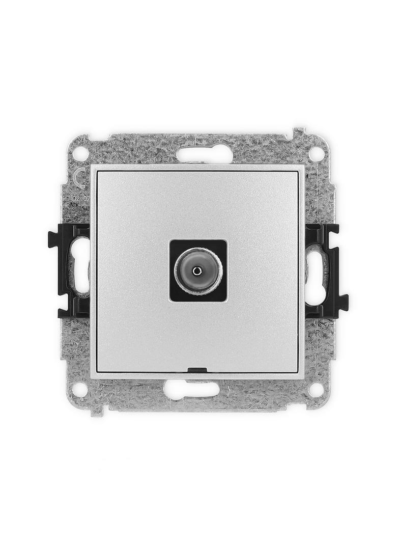 ICON Mechanizm gniazda antenowego pojedynczego TV, bez pola opisowego srebrny metalik