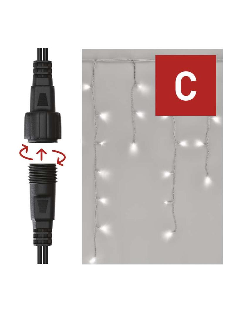 Sople lampki łączone standard 100LED 2,5 m zimna biel + zimna biel miga IP44 timer D1CC02 EMOS