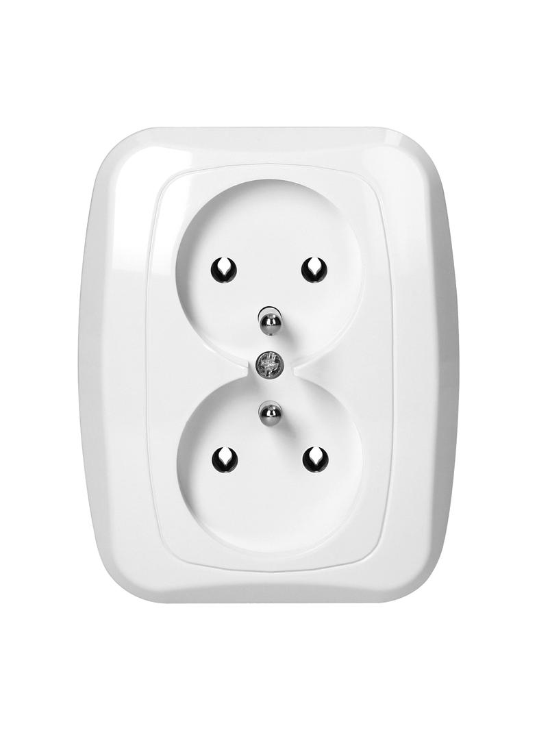 Gniazdo podwójne podtynkowe 2x2p+Z 16A, 250V, ATUT, biały