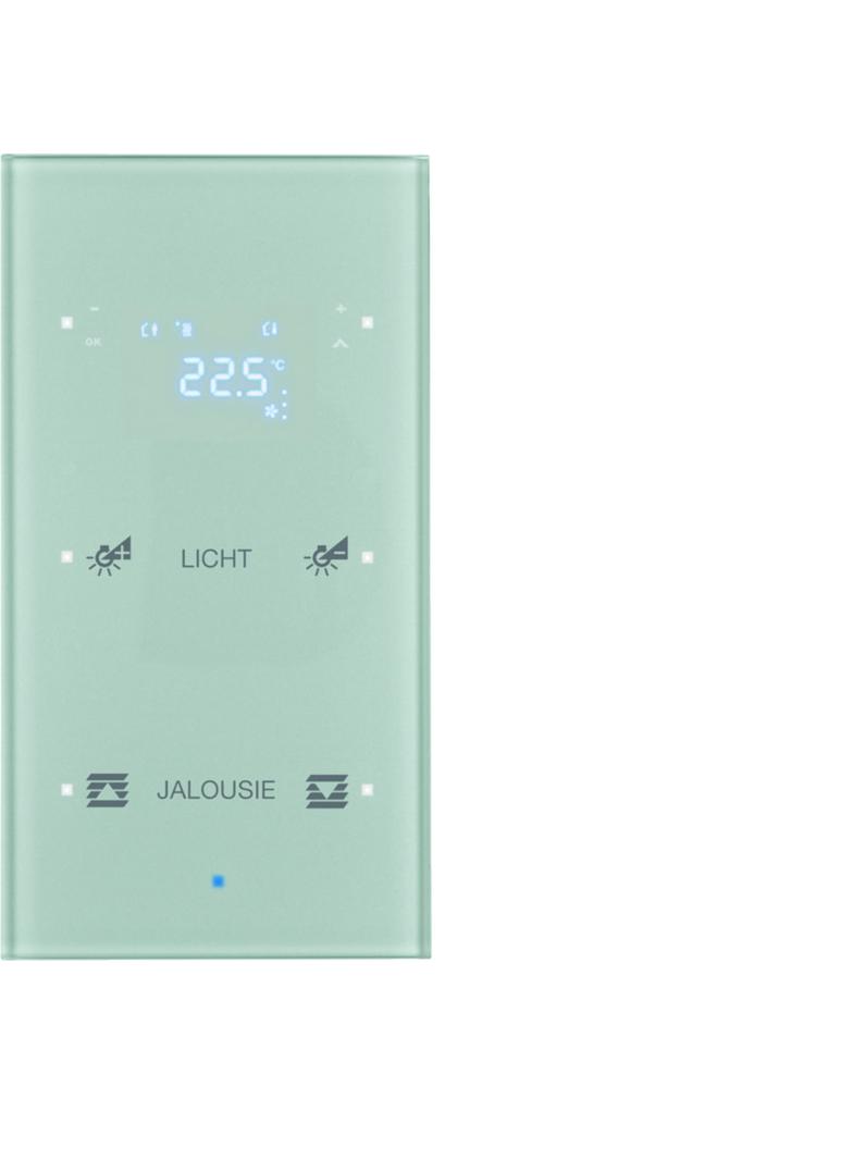 BERKER KNX TS Sensor dotykowy podwójny z regulatorem temperatury konfigurowalny szkło aluminium 75642134 HAGER
