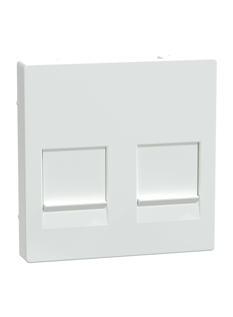 Merten, System M, płytka centralna podwójna z wbudowaną klapką do gniazdek modułowych, biały active