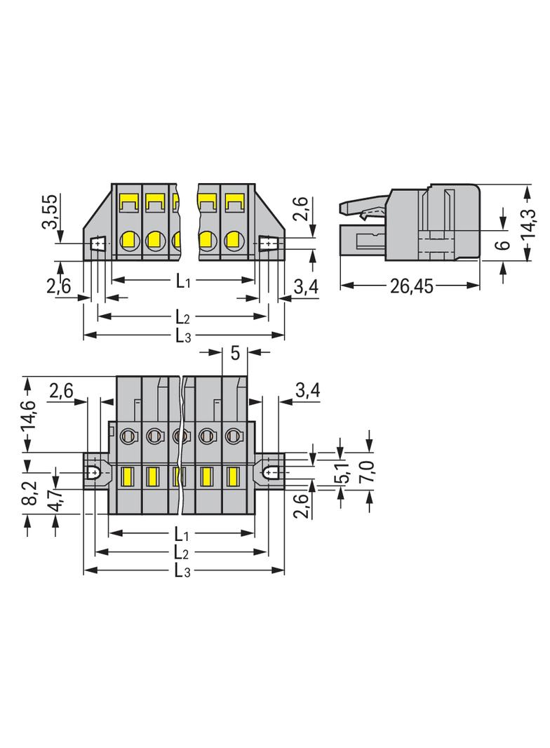 Gniazdo MCS‑MIDI Classic 5‑biegunowe szare raster 5mm 231‑105/031‑000 /50szt./ WAGO