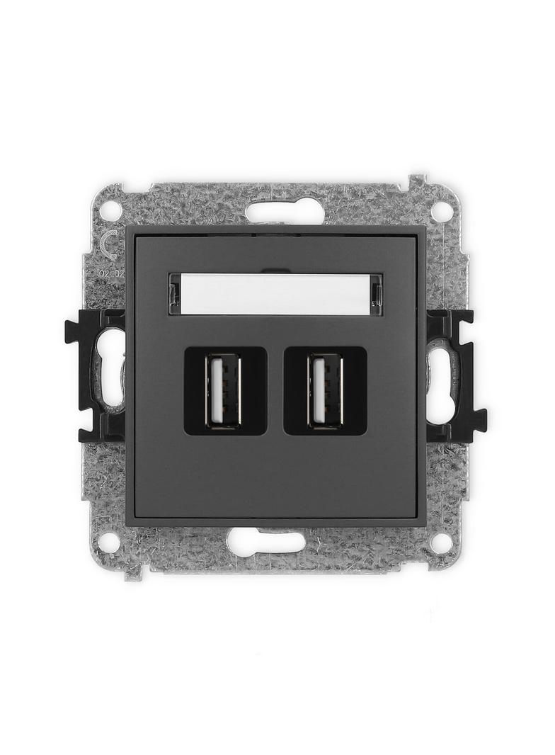 MINI Gniazdo podwójne 2xUSB A-A 2.0 grafitowy mat 28MGUSB-2 KARLIK