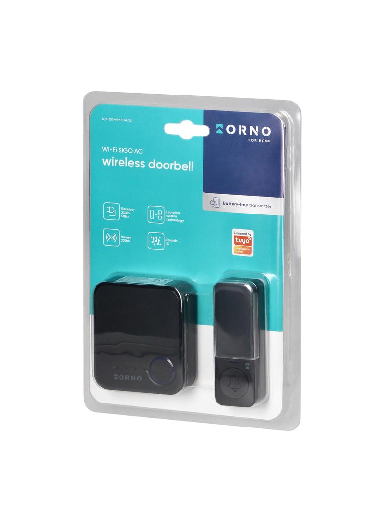 Dzwonek bezprzewodowy SIGO AC sieciowy Wi-Fi przycisk bezbateryjny 32 dźwięków ORNO