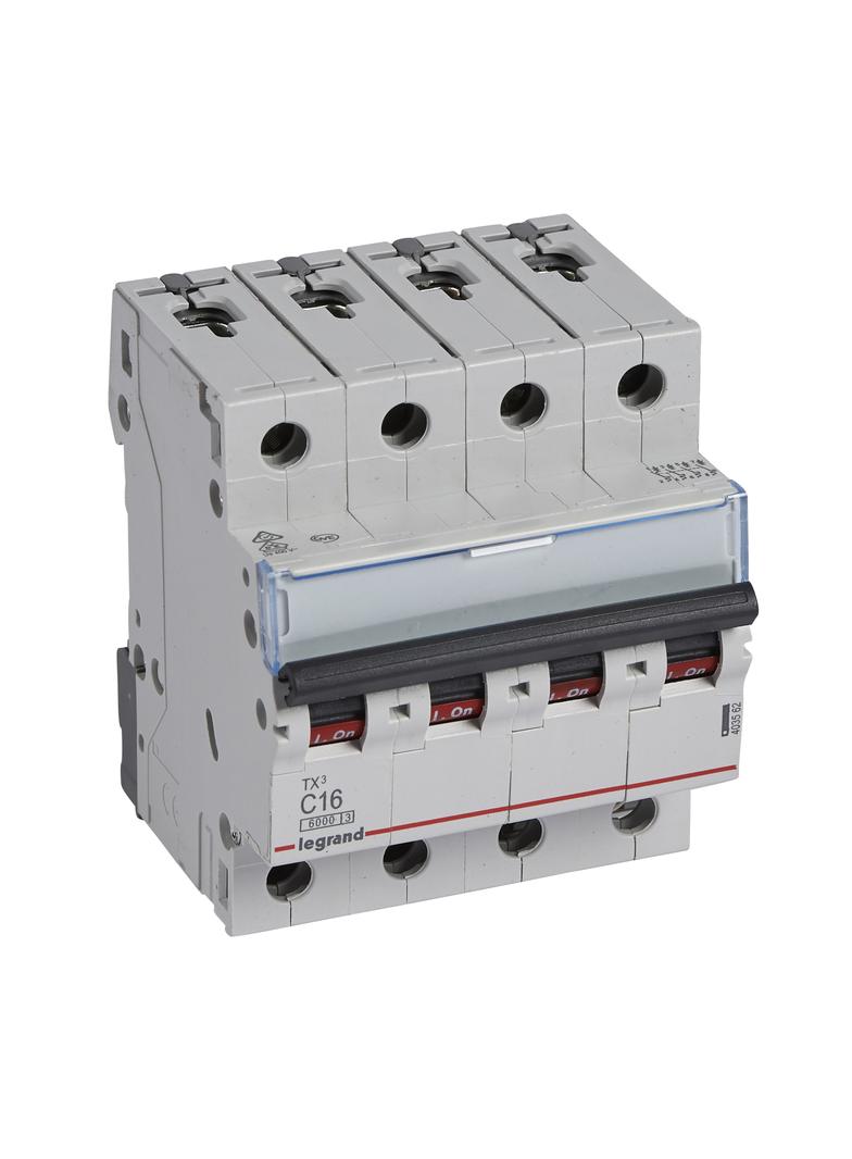 WYŁĄCZNIK NADPRĄDOWY S 304 4P C 16A 6000A SERII TX3, Legrand
