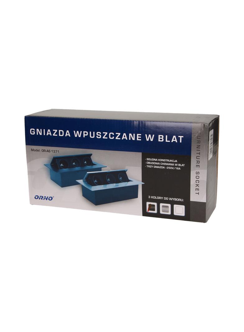 Gniazdo meblowe wpuszczane w blat z płaskim rantem 3x2P+Z czarne OR-AE-1371/B ORNO