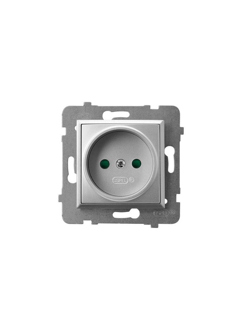 ARIA Gniazdo pojedyncze z przesłonami torów prądowych - kolor srebro