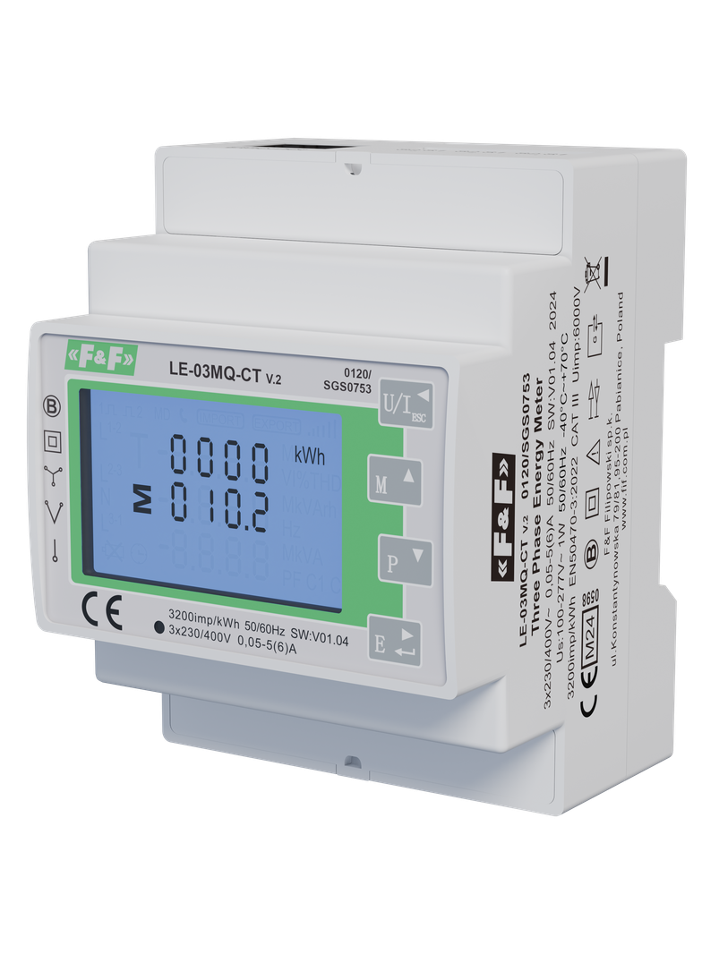 Trójfazowy dwukierunkowy licznik pośredni,półpośredni, Modbus RTU,100(5)A; MID
