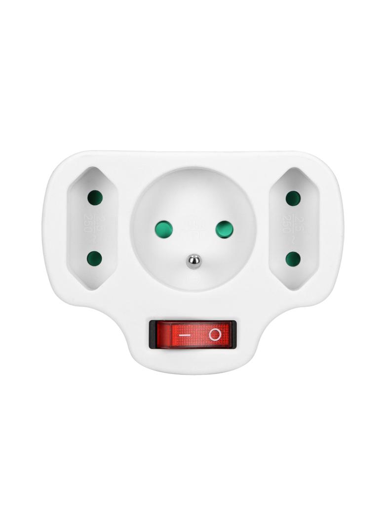 Rozgałęźnik 1x2P+Z, 2x2P/II z włącznikiem, biały OR-AE-13191 ORNO