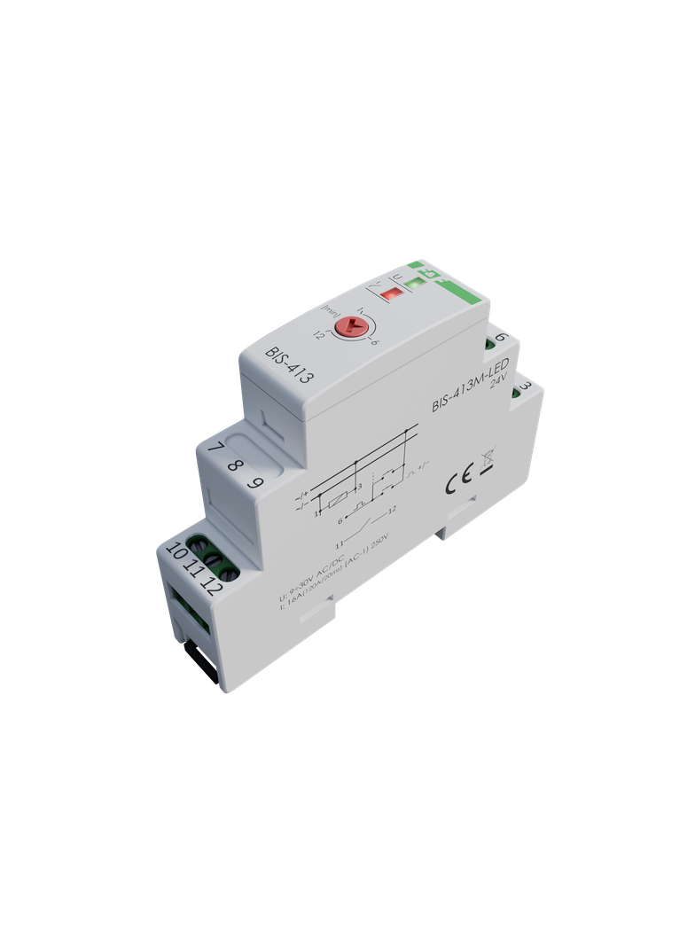 Przekaźnik bistabilny z wyłącznikiem czasowym z pamięcią na szynę DIN 160A/20ms BIS-413M-LED-24V F&F