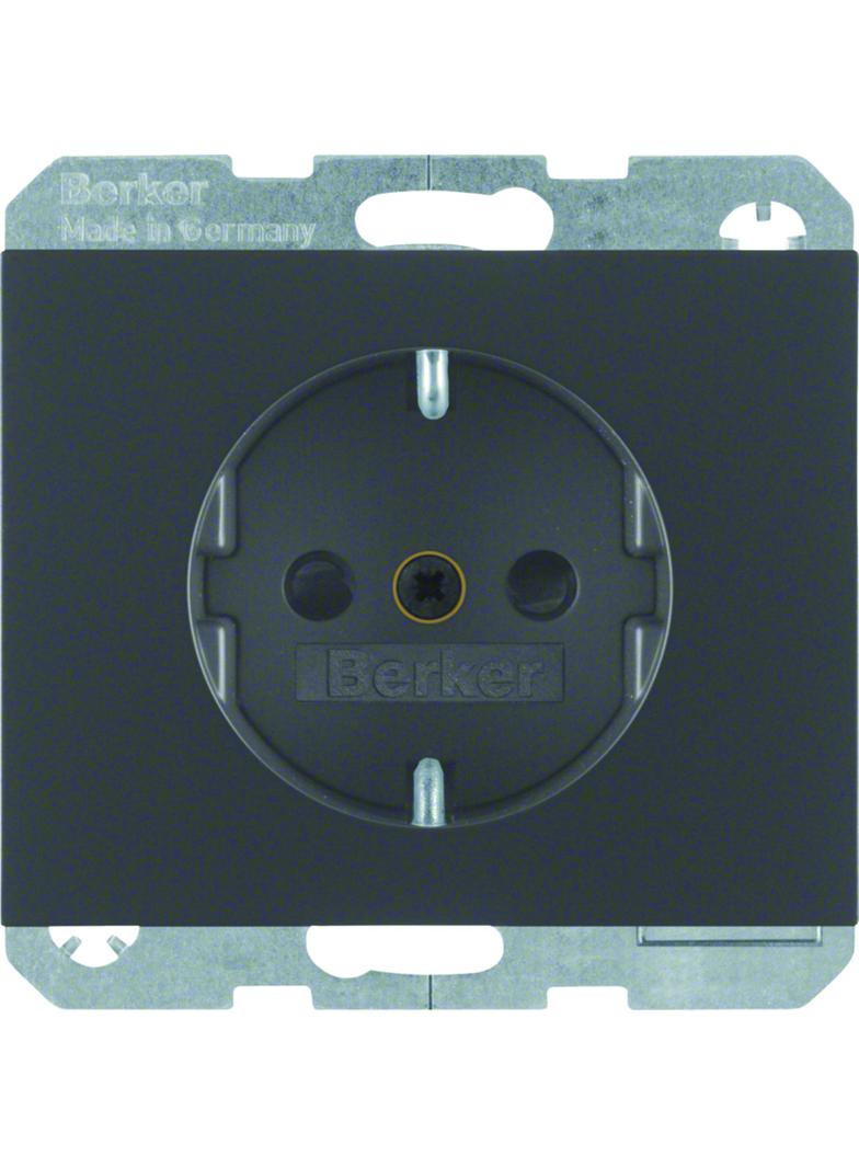 BERKER K.1 Gniazdo SCHUKO z przesłoną styków antracyt mat lakierowana 47357006 HAGER