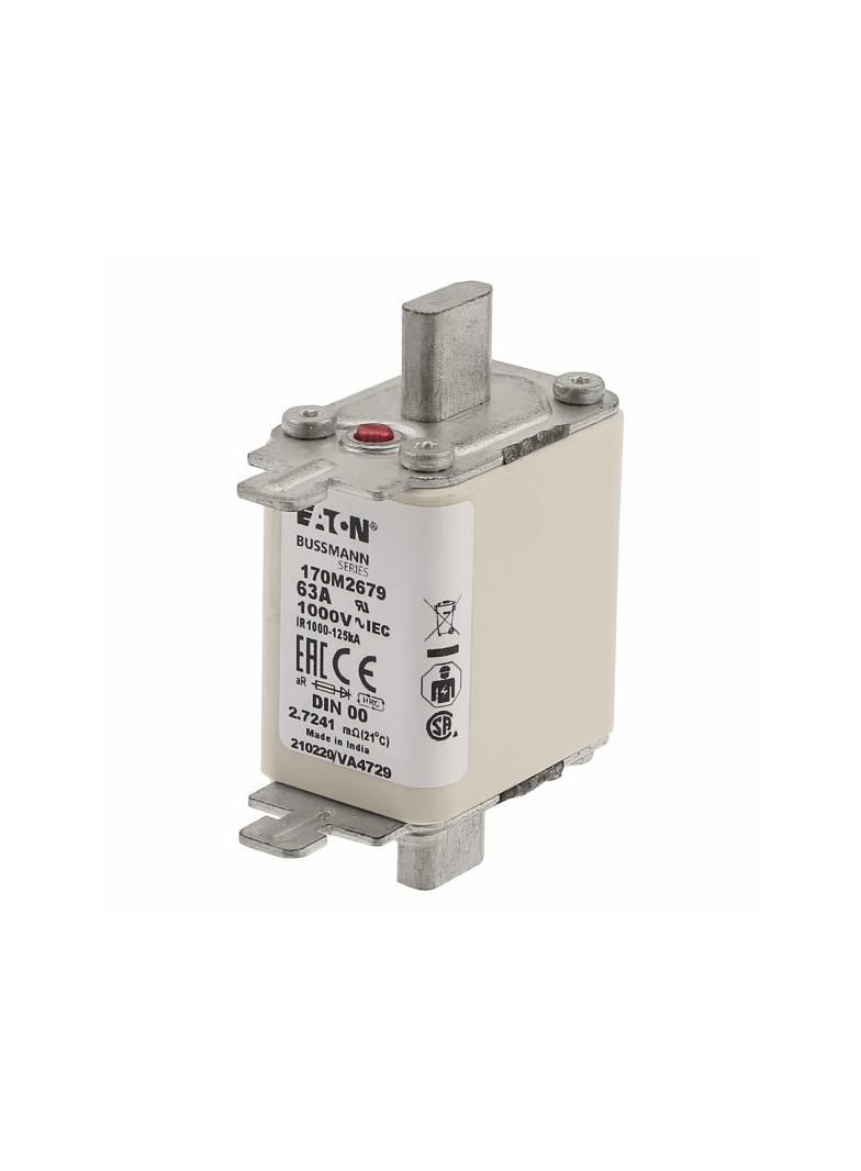 63A 1000V aR DIN 00 TYPE T FUSE Wkładka szybka 63A AC 1000V DIN 00 aR DIN IEC nieizolowane 170M2679