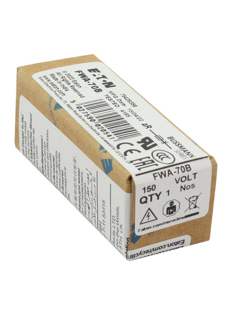 70AMP 150V AC SEMI-COND. FUSE Wkładka szybka 70A AC 150V DC 150V 25x68 mm UL FWA-70B EATON