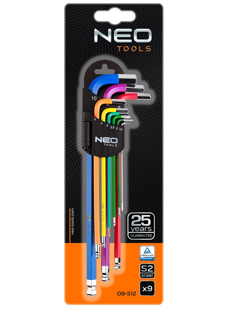 Klucze sześciokątne 1.5-10 mm, zestaw 9 szt.