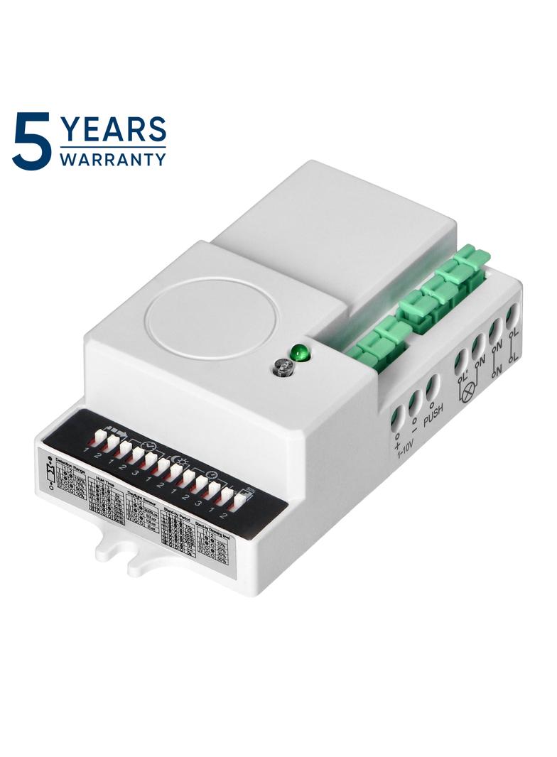 Mikrofalowy czujnik ruchu mini ze ściemniaczem, 360/180st. z regulacją zworkową, IP20, 1200W