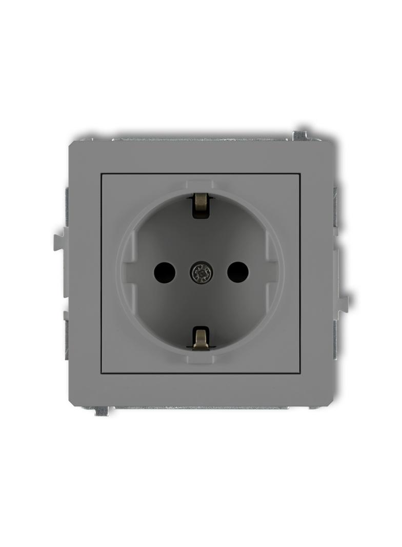 DECO Mechanizm gniazda pojedynczego z uziemieniem SCHUKO 2P+Z (przesłony torów prądowych) szary mat