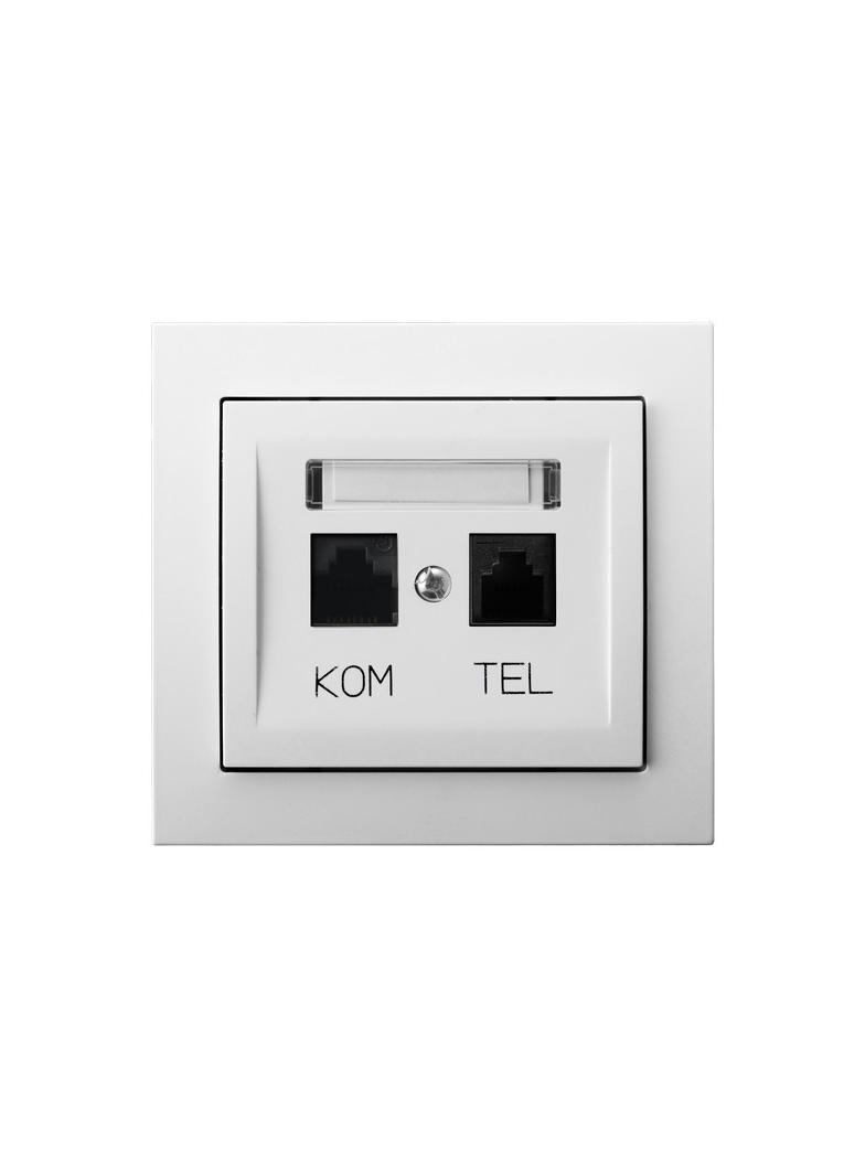 KIER Gniazdo komputerowo-telefoniczne RJ 45 kat. 5e (8-stykowe) + RJ 11 (6-stykowe) kolor biały GPKT-W/K/00 OSPEL