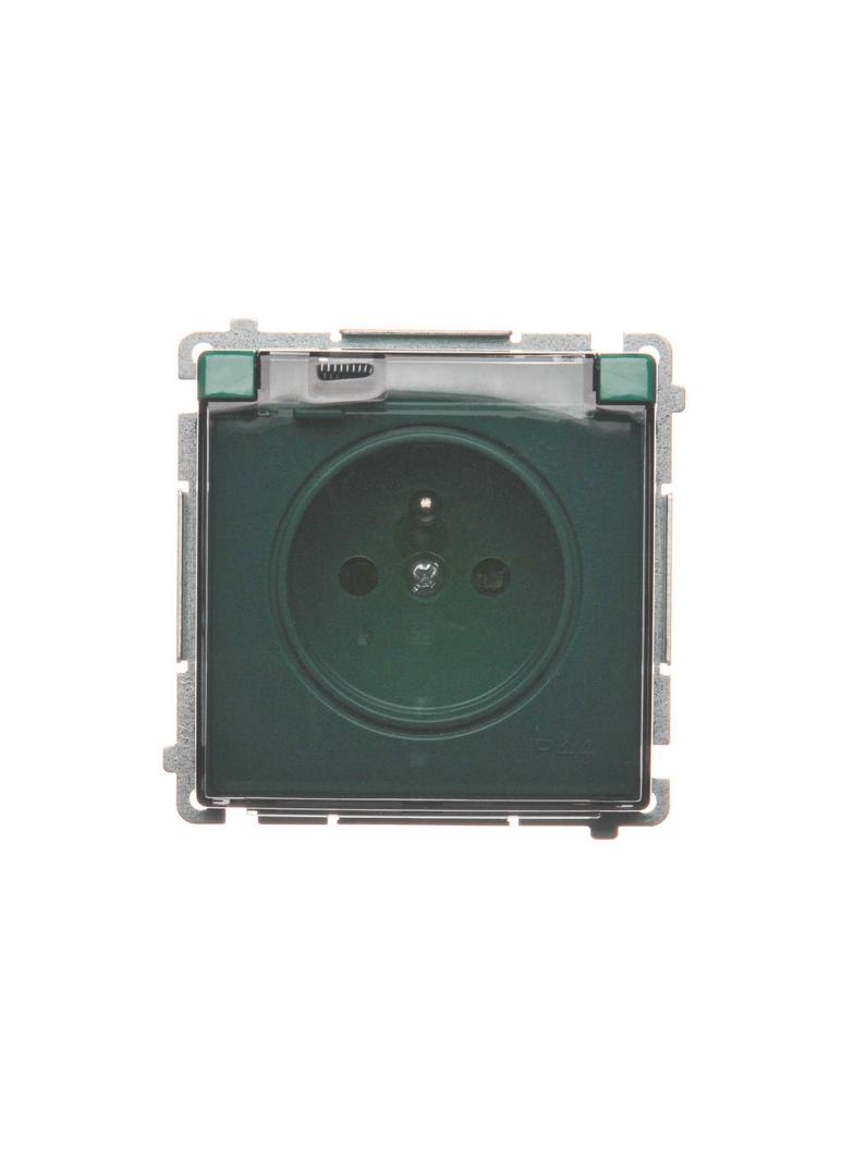 Simon Basic Gniazdo wtyczkowe z uziemieniem z przesł. torów prądowych bryzgoszczelne IP44 16A 250V zaciski śrubowe klapka transp. zielone BMGZ1BZ.01/33A BMGZ1Bz.01/33a KONTAKT