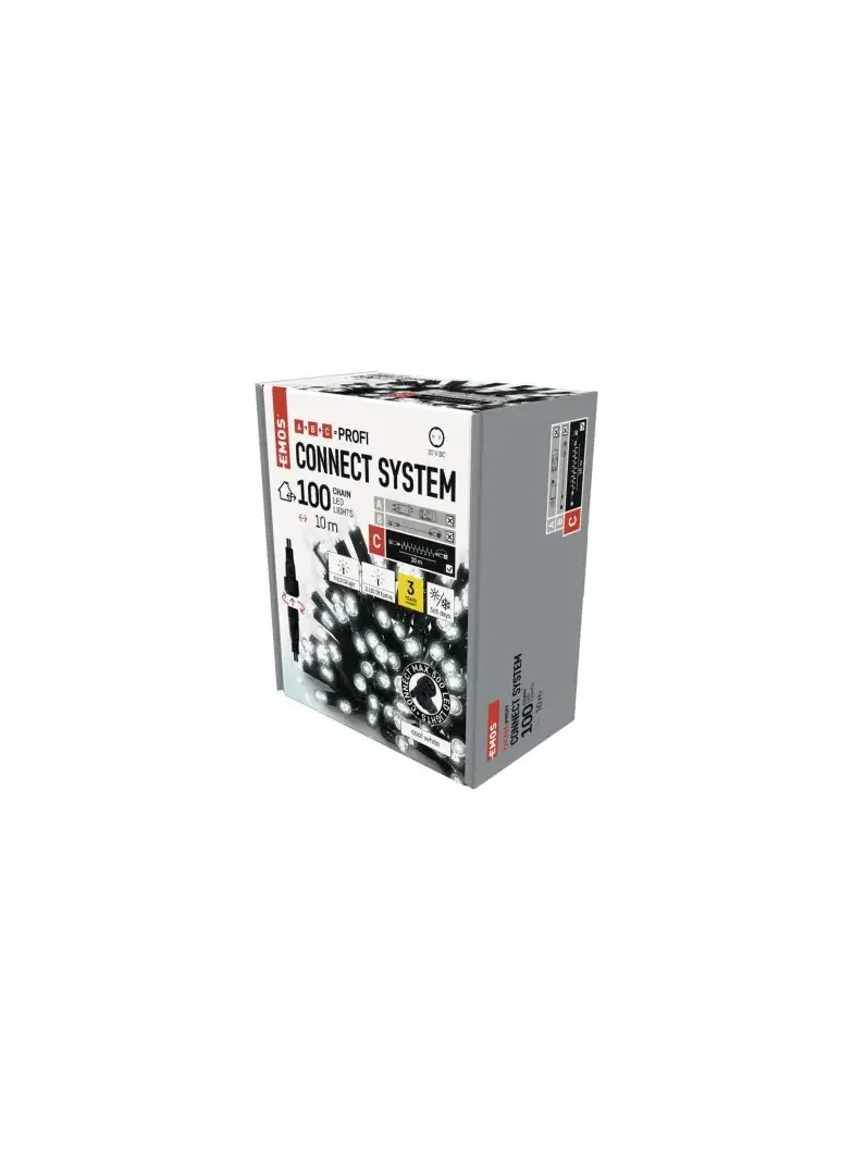 Oświetlenie łączone Profi - łańcuch 100 LED 10m, zimna biel+zimna biel miga, czarny, timer