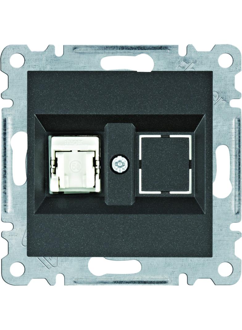 lumina Gniazdo komputerowe pojedyczne RJ45 kat.5e FTP, czarny WL2133 HAGER