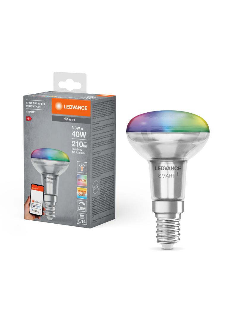 Żarówka LED E14 R50 3,3W = 40W 210lm RGB CCT 45° SMART+ WIFI Ściemnialna 4058075609556 LEDVANCE