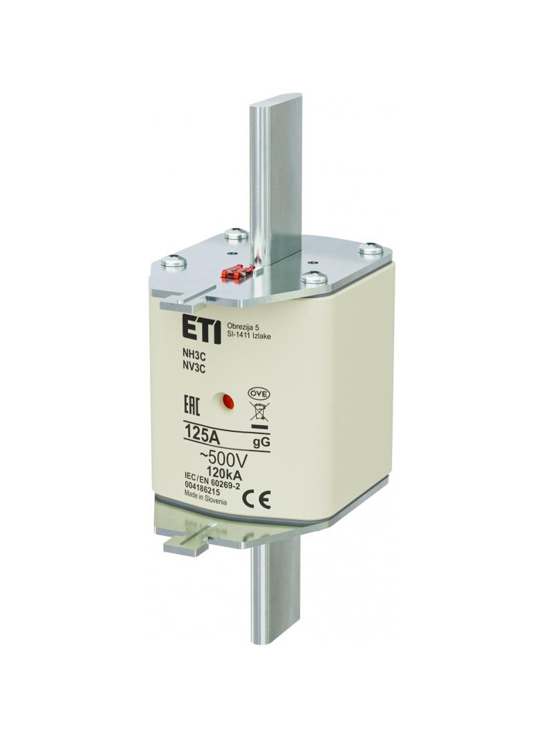 Wkładka topikowa NH zwłoczna KOMBI NH3C gG 125A 500V 004186215 ETI