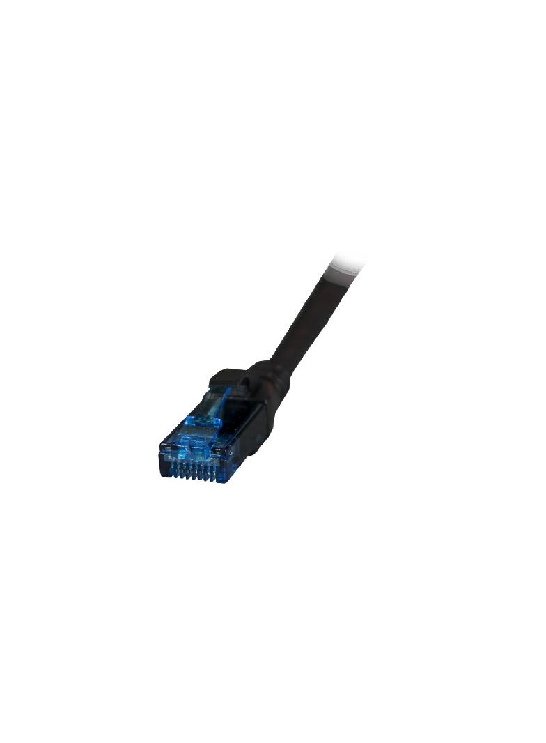 Patchcord RJ45 U/UTP kat. 6A LSZH Premium 500MHz czarny 0,25m