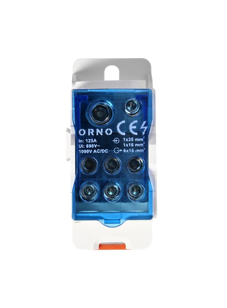 Blok rozdzielczy 125A zaciski wejściowe 1x16 i 1x35mm2 zaciski wyjściowe 6x16mm2,wygodne mocowanie