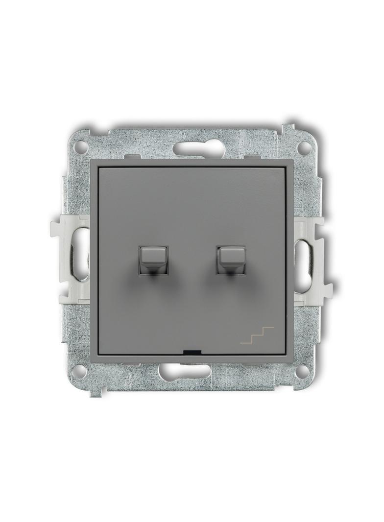 ICON Łącznik pojedynczy jednobiegunowy + schodowy (osobne zasilanie) w stylu amerykańskim szary mat 27IWPUS-10.2 KARLIK