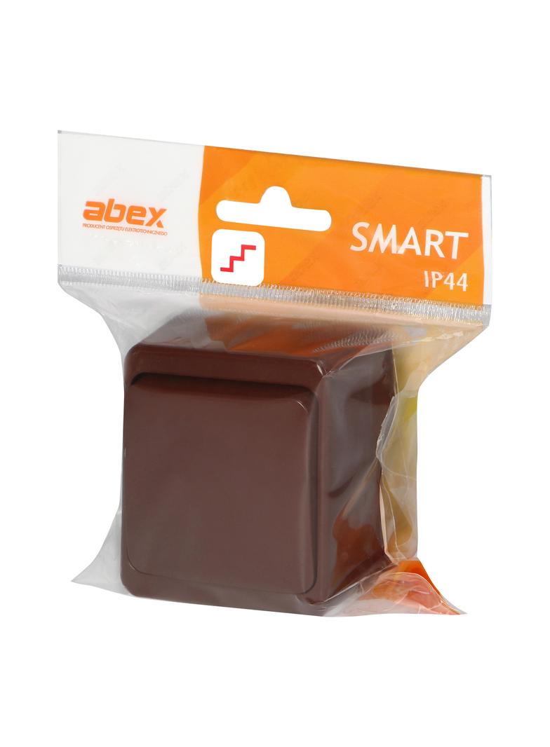 Łącznik natynkowy 10A, 250V, schodowy IP44, SMART, brązowy