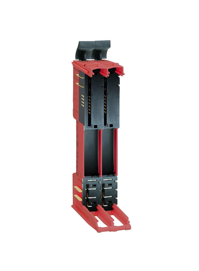 Modicon TM5, moduł bazowy bezpieczeństwa do modułu rozdzielania zasilania, 24 VDC, czerwony