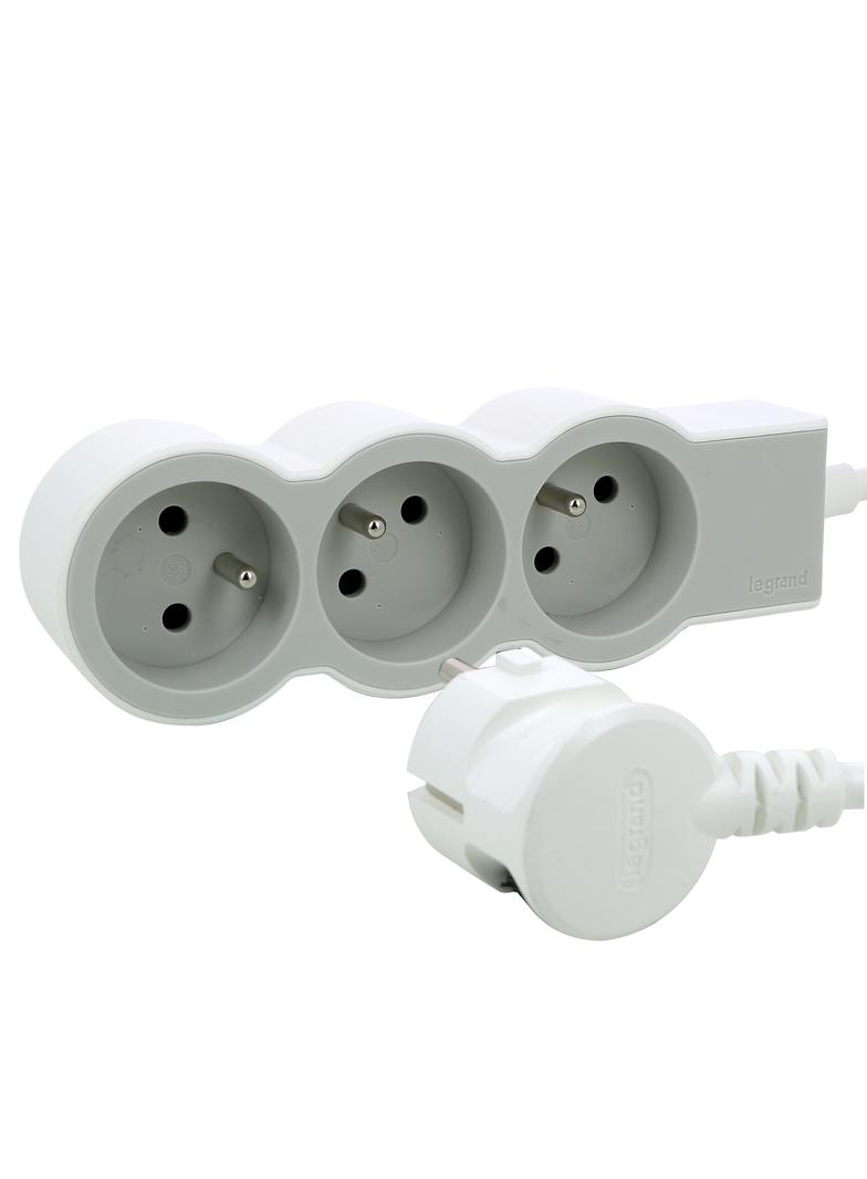 PRZEDŁUŻACZ STANDARD 3X2P+Z, Z PRZEWODEM 1.5 METRA 3X1.0 MM2 - BIAŁY/JASNOSZARY, Legrand