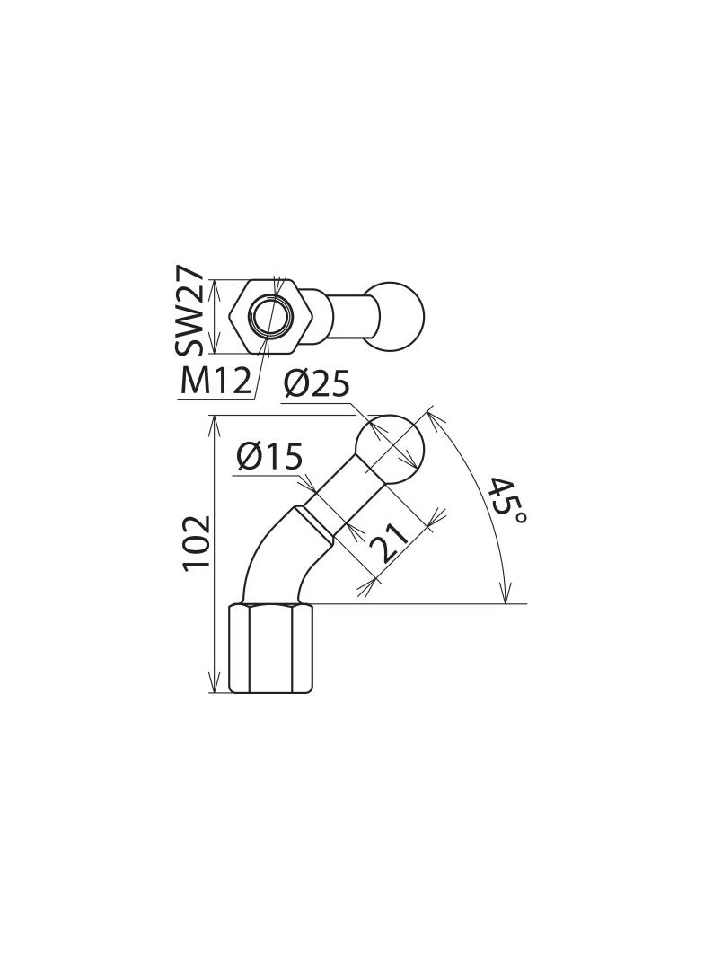 Punkt mocowania kulowy fi 25 mm kątowy 45 st.