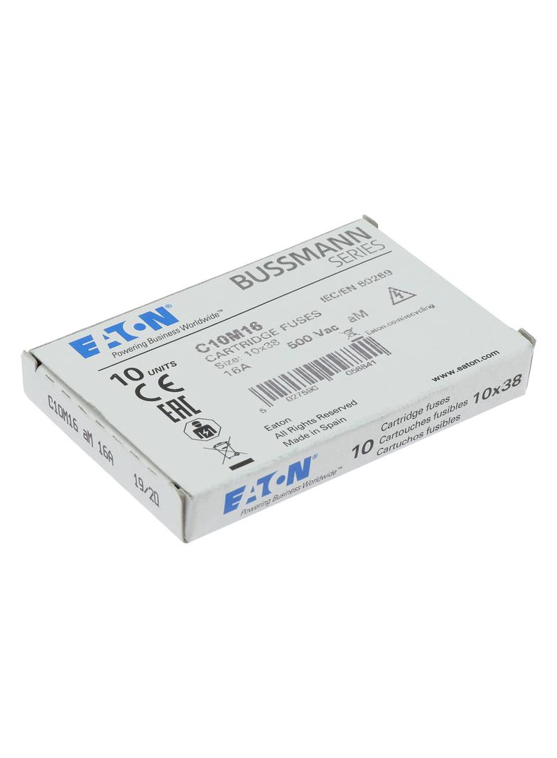 CYLINDRICAL FUSE 10 x 38 16A AM 500V AC Wkładka cylindryczna 10 x 38mm 16A AM 500V AC C10M16 EATON