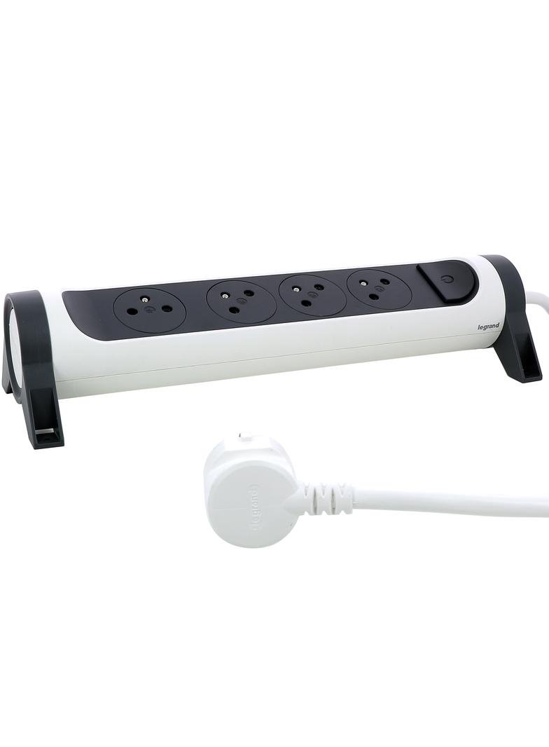 PRZEDŁUŻACZ PREMIUM, OBROTOWY, 4X2P+Z, Z PRZEWODEM 1.5 METRA 3X1.0 MM2 - BIAŁY/GRAFITOWY, Legrand