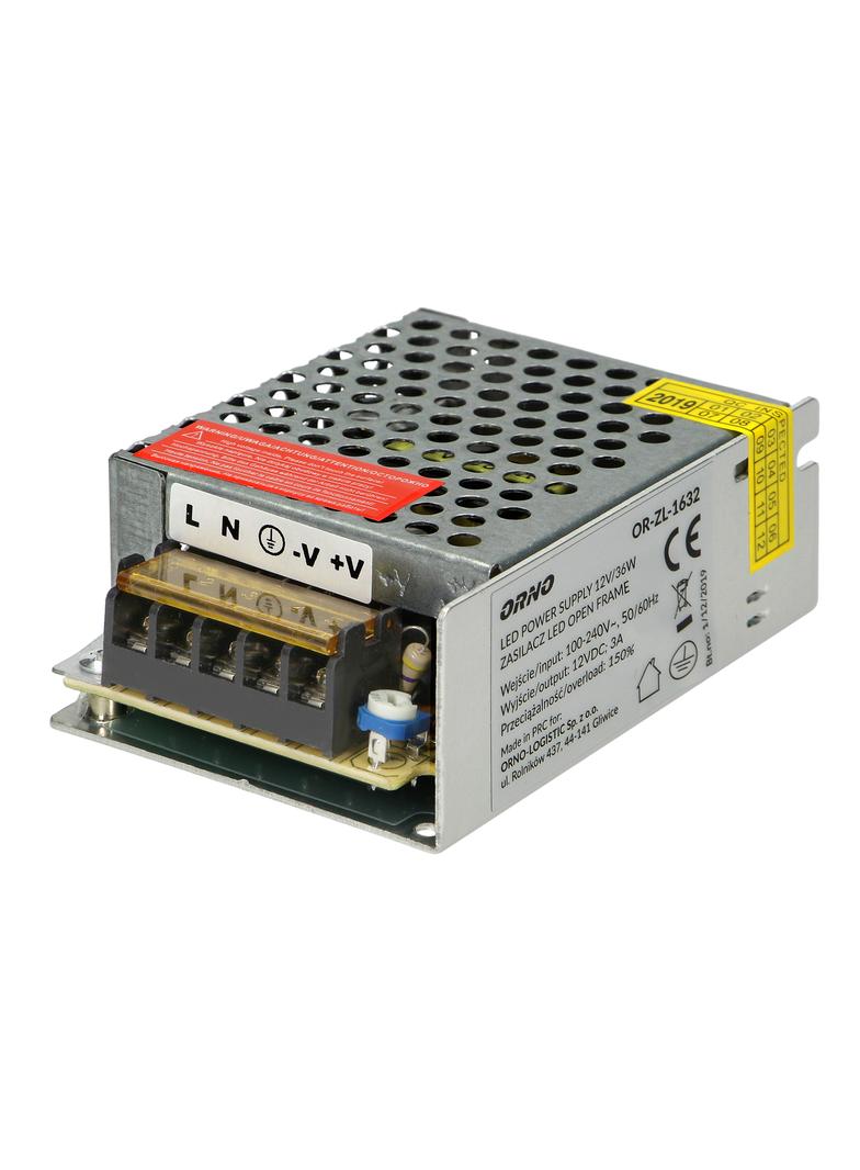 Zasilacz open frame 12 VDC 35W IP20 przeciążalność chwilowa 150% OR-ZL-1632 ORNO