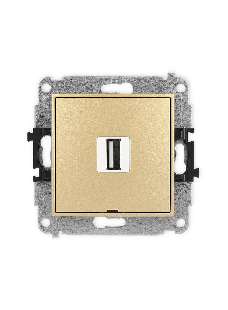 ICON Mechanizm gniazda pojedynczego USB A-A 2.0, bez pola opisowego złoty