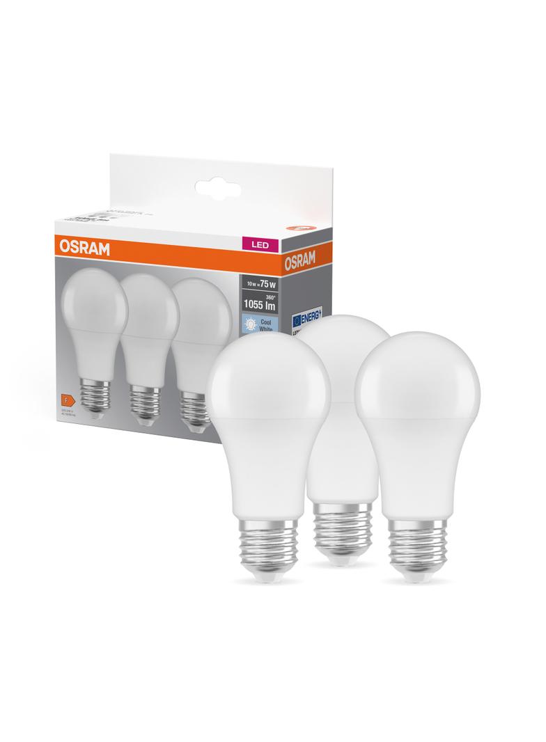 Żarówka LED x3 A60 E27 10W = 75W 1055lm 4000K Neutralna 150° BASE Osram