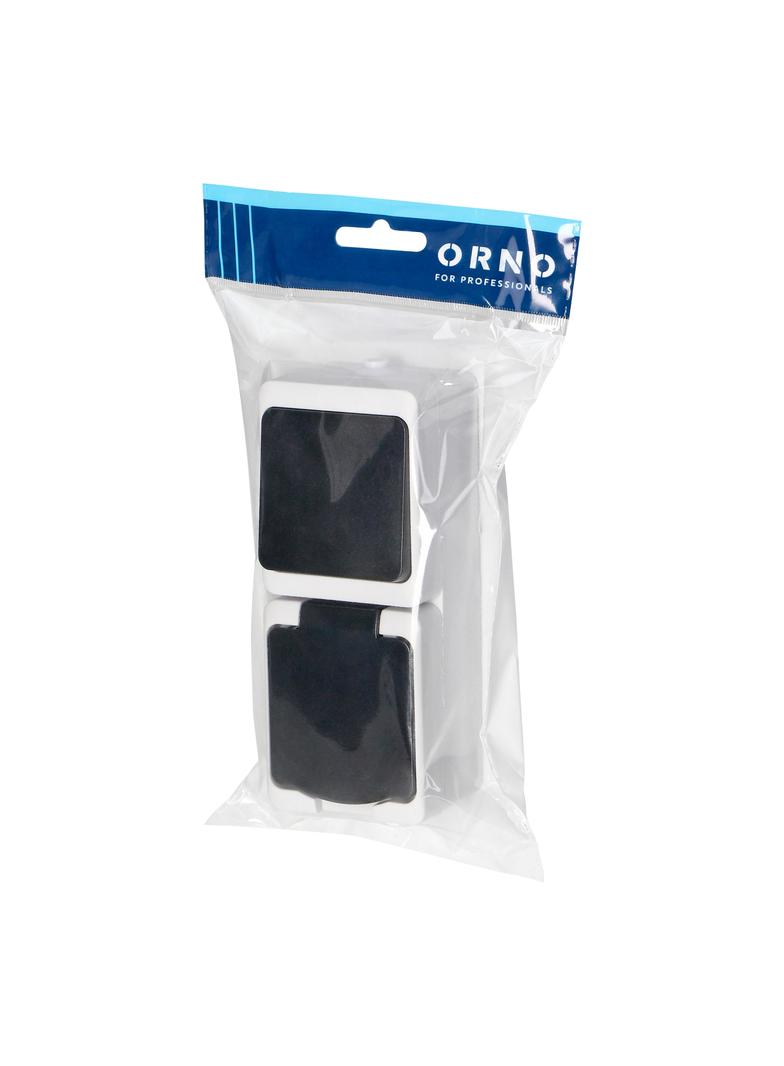 Łącznik jednobiegunowy + Gniazdo 2P+Z Schuko AQUATIC MINI IP54, 10/16A, 230V AC, biało-czarne OR-OE-7307(GS)/WB ORNO