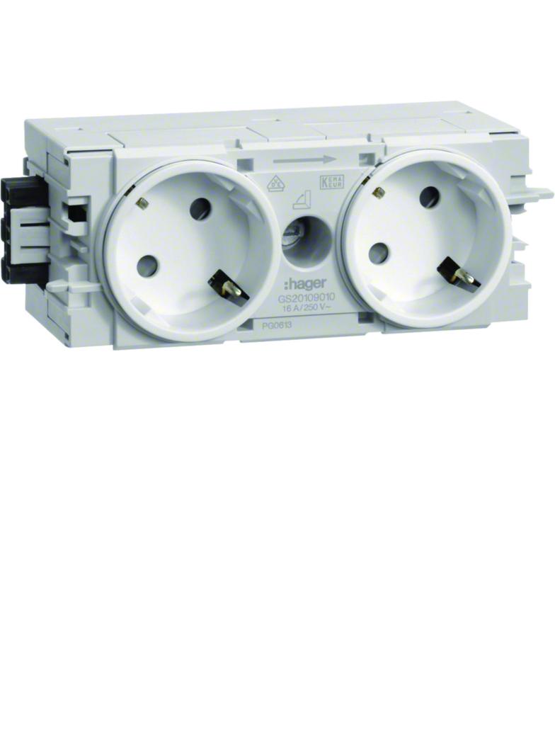 tehalit.WA Gniazdo SCHUKO 2-krotne 45st. WAGO C-profil biały