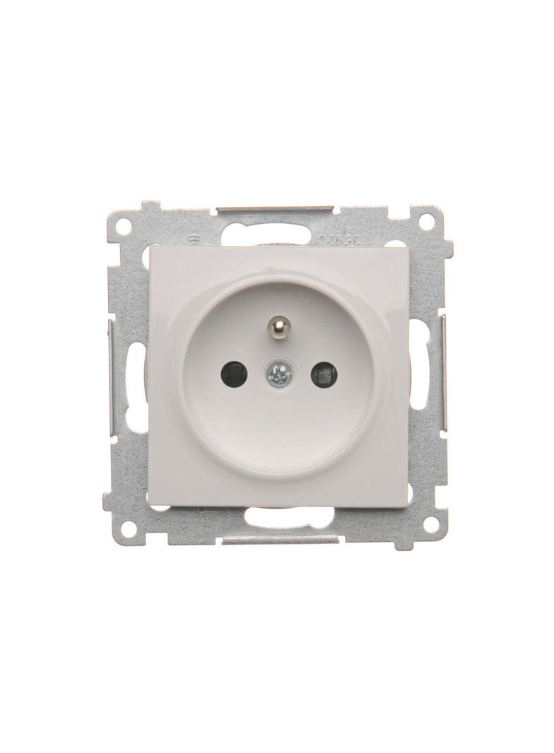 Simon 54 Gniazdo pojedyncze z uziemieniem i przesłonami 16A z. śrub. biały