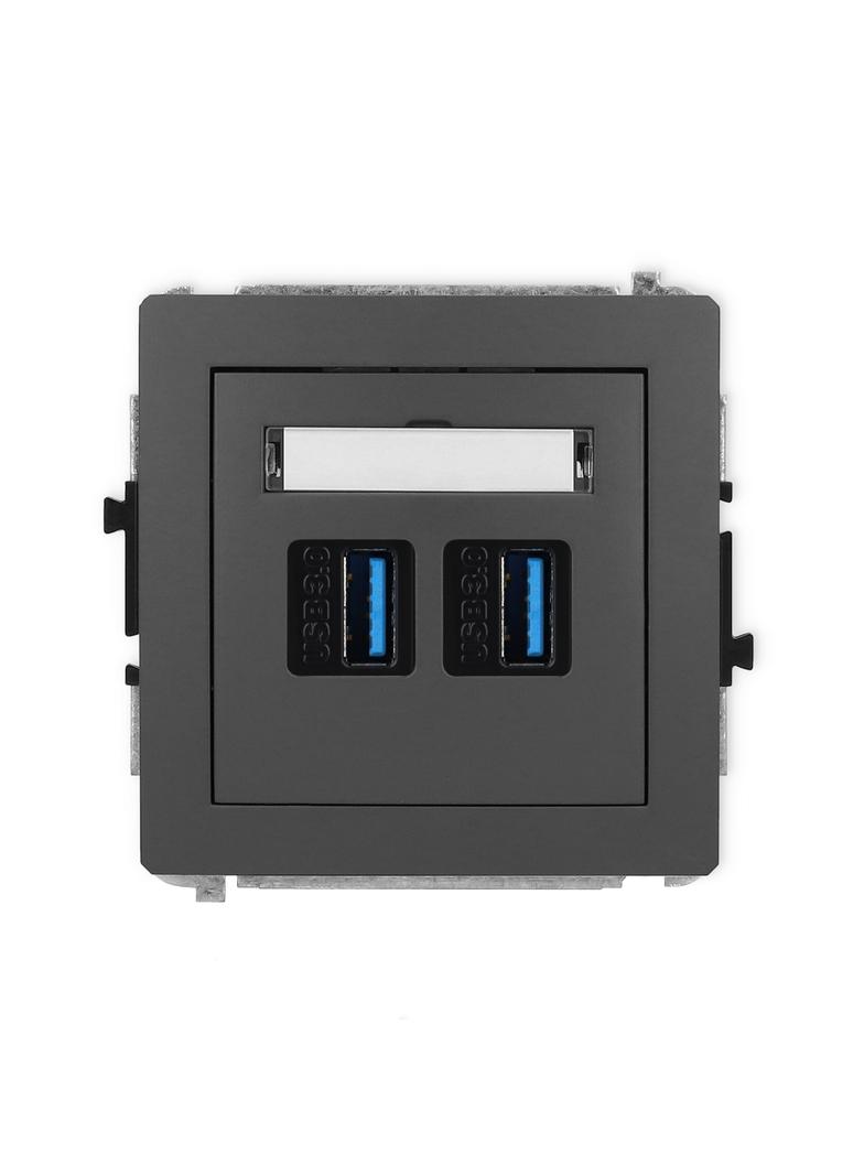 DECO Mechanizm gniazda podwójnego 2xUSB A-A 3.0 grafitowy mat