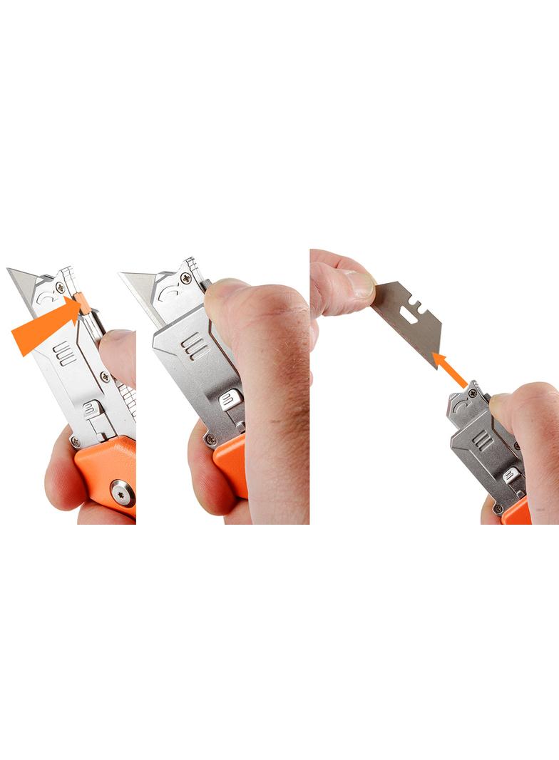 Nóż z ostrzem trapezowym ze skrobakiem