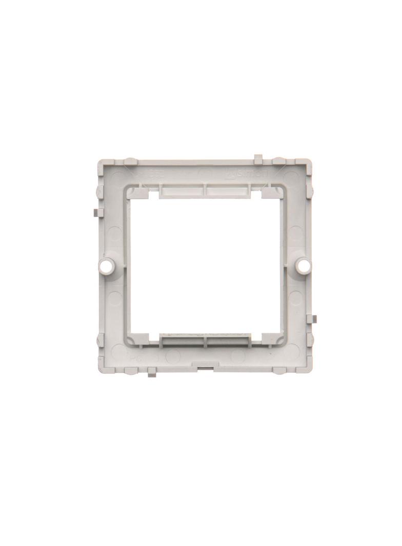 Simon Basic Adapter (przejściówka) na osprzęt standardu 45 × 45 mm. Montaż do puszki na wkręty srebrny mat BMA45/43 KONTAKT
