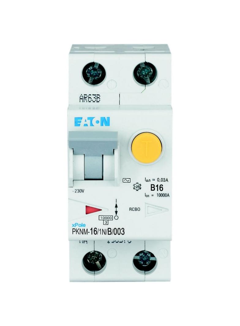 Wyłącznik różnicowo-nadprądowy 2P 16A B 0,03A typ AC PKNM 16/1N/B/003 236200 EATON