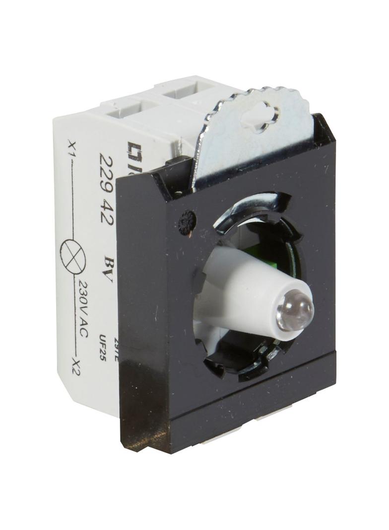 OSMOZ KORPUS KOMPLETNY, GŁÓWKA PODŚWIETLANA ZIELONA 230 V, 1Z + UCHWYT POTRÓJNY ZACISKI ŚRUBOWE, Leg